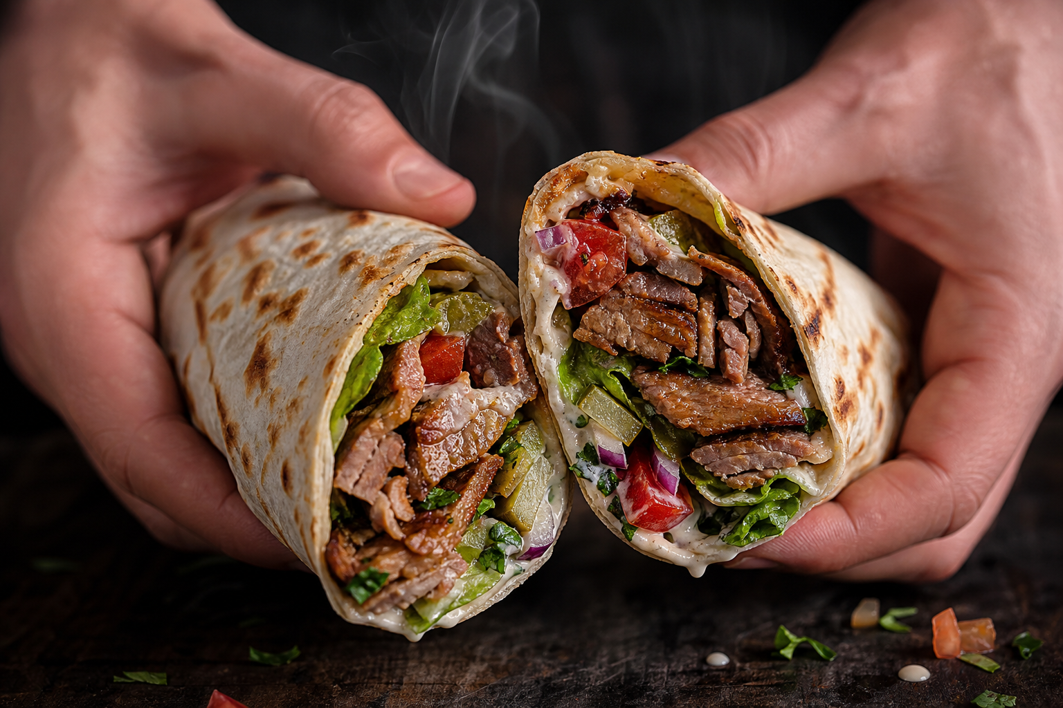 Turkish Lavash kebab wrap