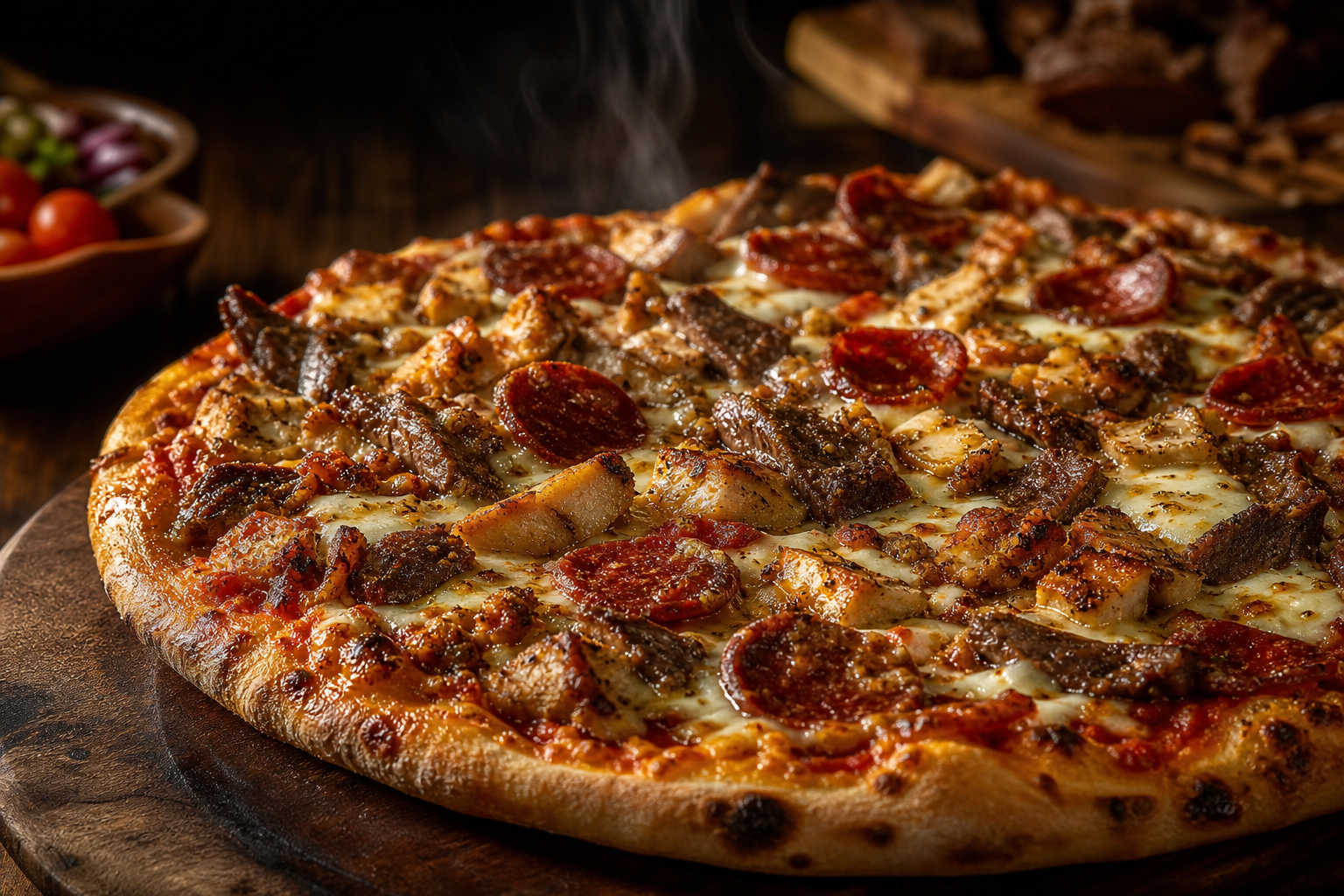 Loaded Pizza Bae meat lovers pizza